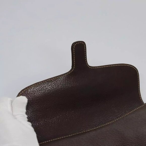 BALLY Chain Shoulder Bag Leather Brown Gold Auth bs22953 - Picture 11 of 16